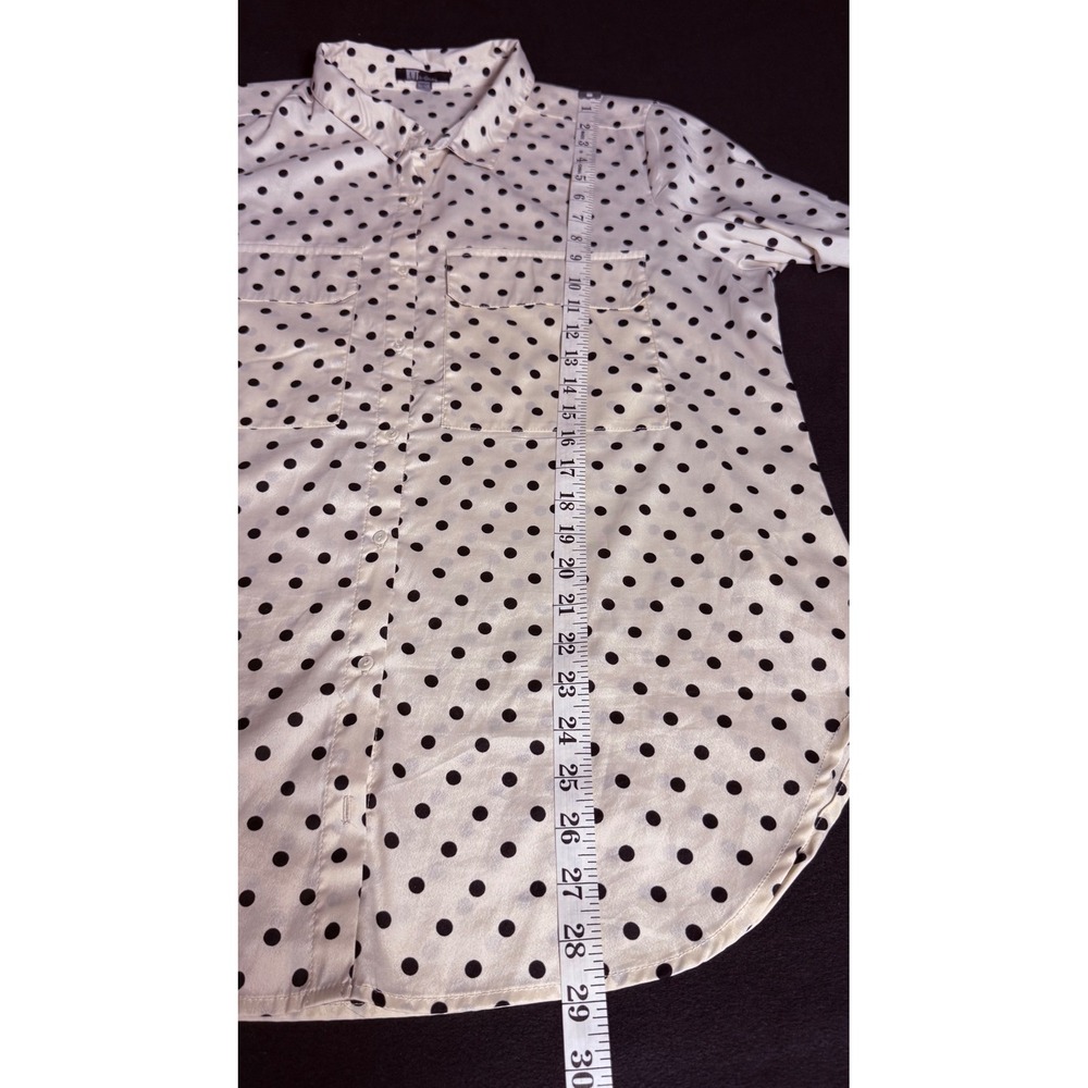 KUT from the Kloth Ivory Black Polka Dot Utility Blouse Women's Large Polka Dots - Picture 7 of 7